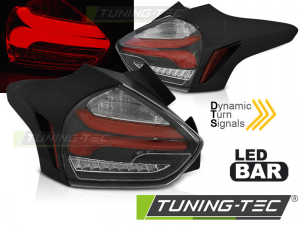 Voll LED Lightbar Design Rückleuchten für Ford Focus MK3 15-18 schwarz/rot mit dynamischem Blinker