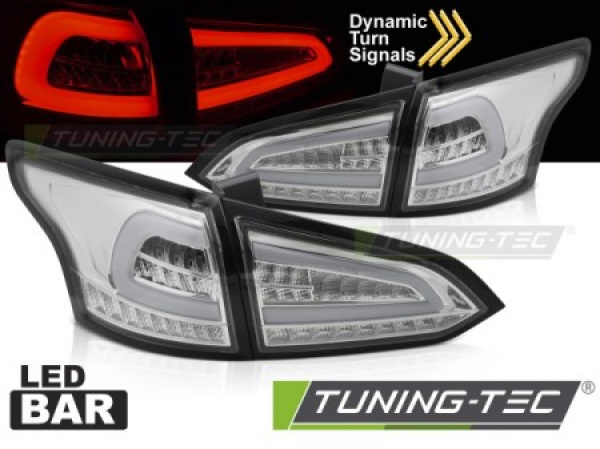 Voll LED Lightbar Design Rückleuchten Ford Focus MK3 Turnier (Kombi) 11-18 chrom/klar mit dyn. Blinker