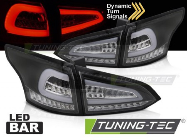 Voll LED Lightbar Design Rückleuchten Ford Focus MK3 Turnier (Kombi) 11-18 schwarz/klar mit dyn. Blinker