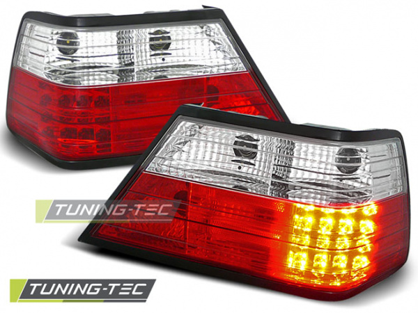 LED Upgrade Design Rückleuchten für Mercedes Benz E-Klasse W124 Limousine 85-95 rot/weiß mit LED Blinker