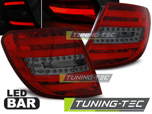 LED Lightbar Design Rückleuchten für Mercedes Benz C-Klasse W204 T-Modell 07-10 rot/rauch