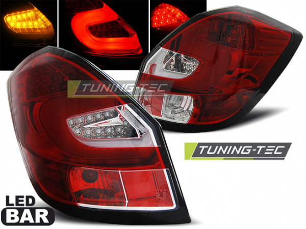 LED Lightbar Design Rückleuchten für Skoda Fabia 2 (5J) 3 und 5 Türer / Kombi 07-14 rot/klar