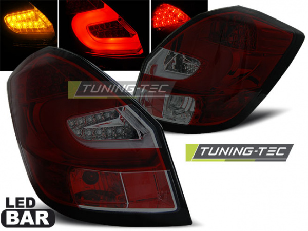 LED Lightbar Design Rückleuchten für Skoda Fabia 2 (5J) 3 und 5 Türer / Kombi 07-14 rot/rauch