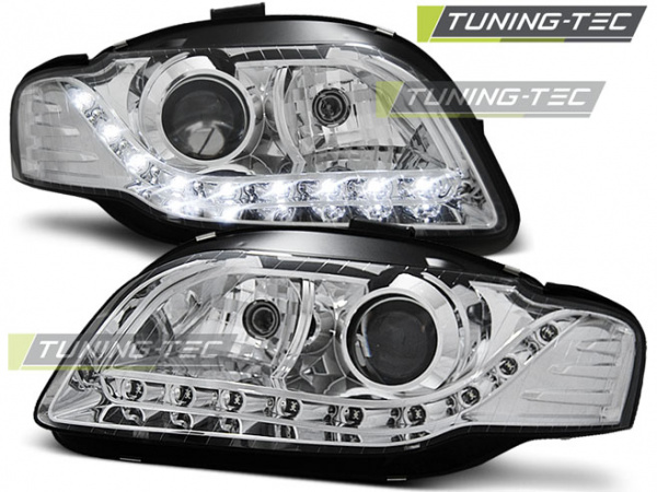 LED Tagfahrlicht Design Scheinwerfer für Audi A4 B7 05-08 chrom