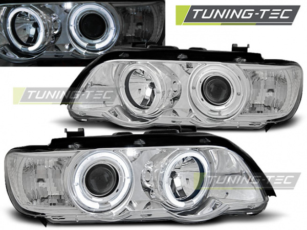 LED Angel Eyes Scheinwerfer für BMW X5 E53 99-03 chrom