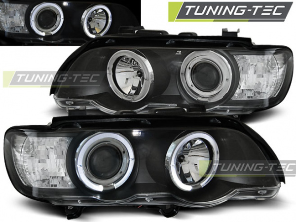 LED Angel Eyes Scheinwerfer für BMW X5 E53 99-03 schwarz