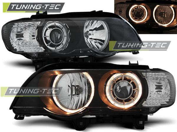 Xenon Upgrade Design Angel Eyes Scheinwerfer für BMW X5 E53 99-03 schwarz