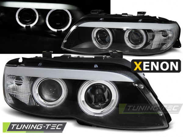 Xenon LED Angel Eyes Scheinwerfer für BMW X5 E53 03-06 schwarz