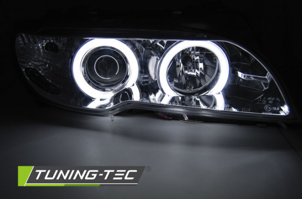 Xenon CCFL Angel Eyes Scheinwerfer für BMW 3er E46 Cabrio und Coupe 03-06 Chrom Set