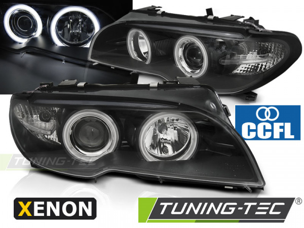 Xenon CCFL Angel Eyes Scheinwerfer für BMW 3er E46 Coupe und Cabrio 03-06 schwarz Set