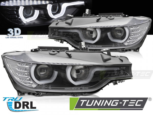 LED Upgrade Design Tagfahrlicht Angel Eyes Scheinwerfer Set für BMW 3er F30/F31 11-15 schwarz