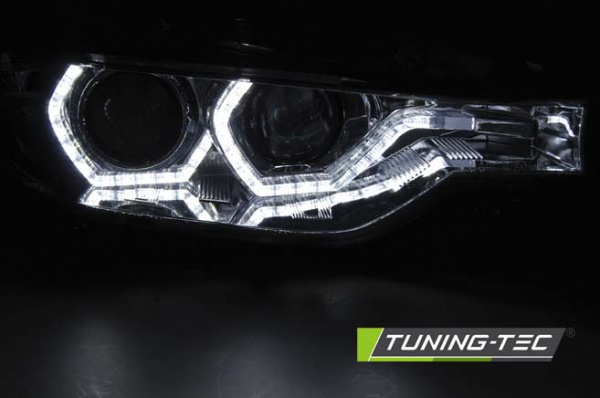 Xenon LED Tagfahrlicht Angel Eyes Scheinwerfer für BMW 3er F30/F31 11-15 chrom