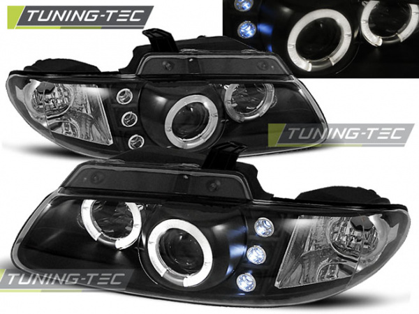 LED Angel Eyes Scheinwerfer für Chrysler Voyager 96-01 schwarz