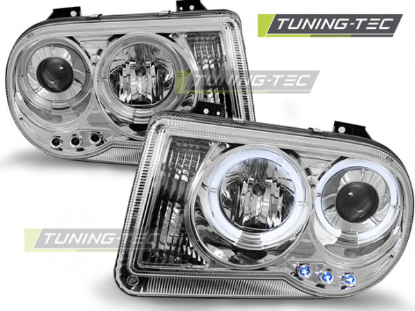 LED Angel Eyes Scheinwerfer für Chrysler 300C 05-10 chrom