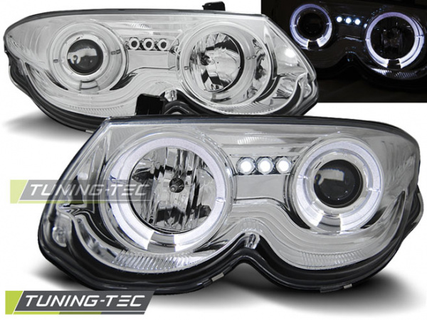 LED Angel Eyes Scheinwerfer für Chrysler 300M 99-04 chrom