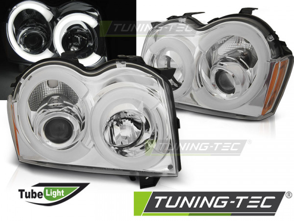 LED Angel Eyes Scheinwerfer für Jeep Grand Cherokee 05-08 chrom LTI