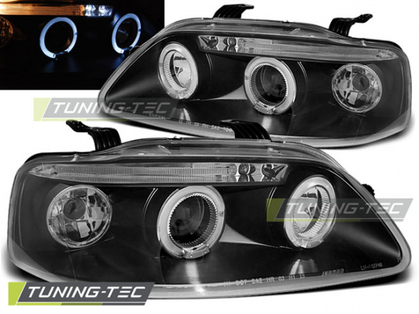 LED Angel Eyes Scheinwerfer für Chevrolet Aveo 03-06 schwarz