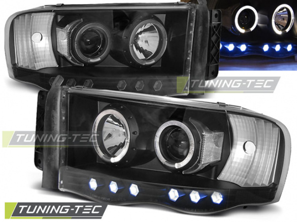 LED Angel Eyes Scheinwerfer für Dodge RAM 02-06 schwarz