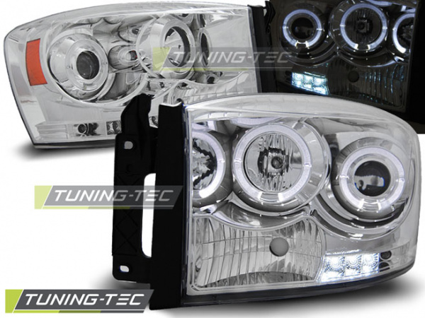 LED Angel Eyes Scheinwerfer für Dodge RAM 06-08 chrom