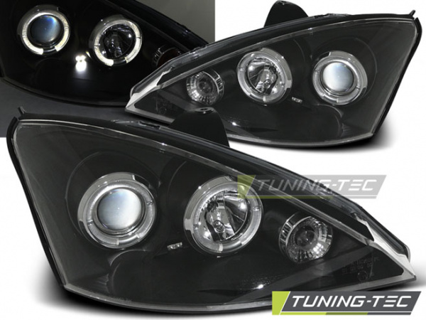 LED Angel Eyes Scheinwerfer für Ford Focus 1 Facelift 01-04 schwarz