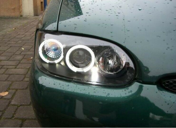 LED Angel Eyes Scheinwerfer für Ford Escort MK7 95-00 schwarz