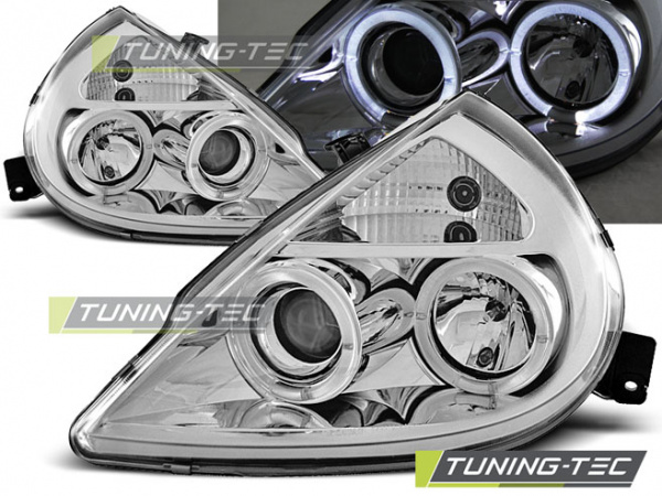 LED Angel Eyes Scheinwerfer für Ford KA 96-08 chrom