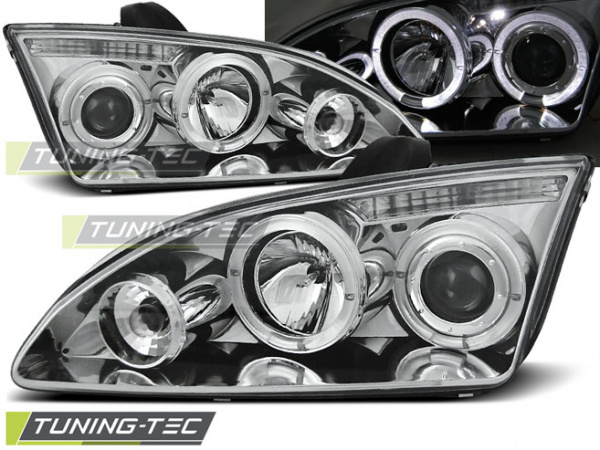 LED Angel Eyes Scheinwerfer für Ford Focus MK2 04-08 chrom