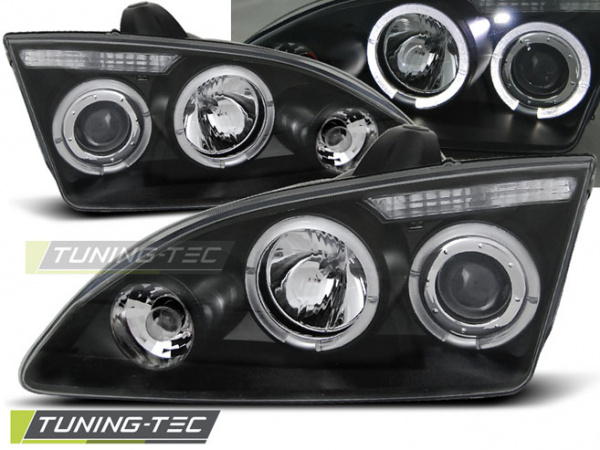 LED Angel Eyes Scheinwerfer für Ford Focus MK2 04-08 schwarz