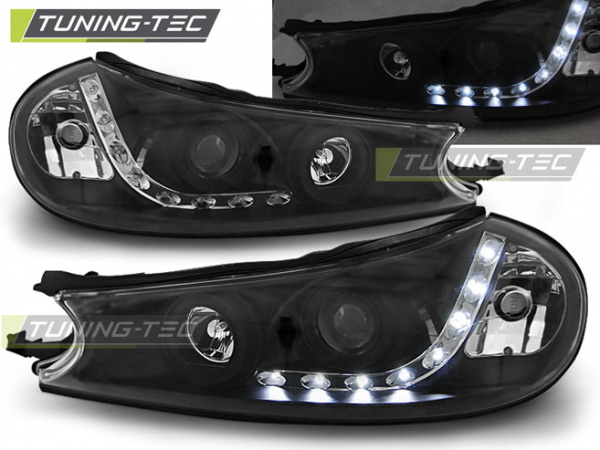 LED Tagfahrlicht Design Scheinwerfer für Ford Mondeo MK1 96-00 schwarz