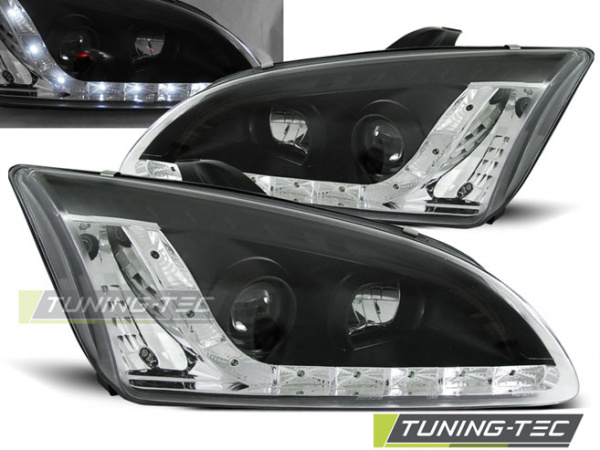 LED Tagfahrlicht Design für Scheinwerfer Ford Focus MK2 04-08 schwarz