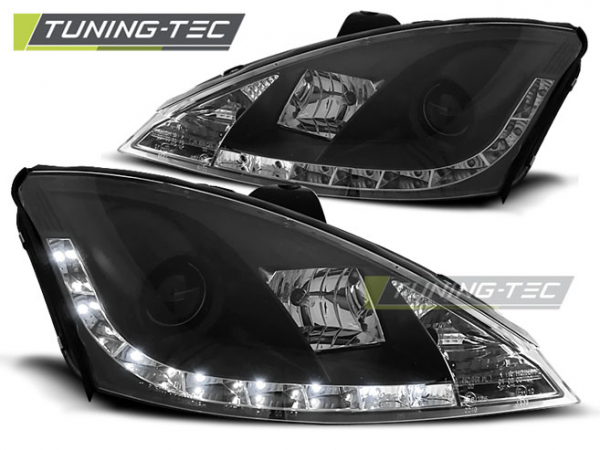 LED Tagfahrlicht Design Scheinwerfer für Ford Focus 1 Facelift 01-04 schwarz