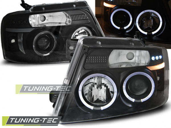 LED Angel Eyes Scheinwerfer für Ford F150 MK11 04-08 schwarz