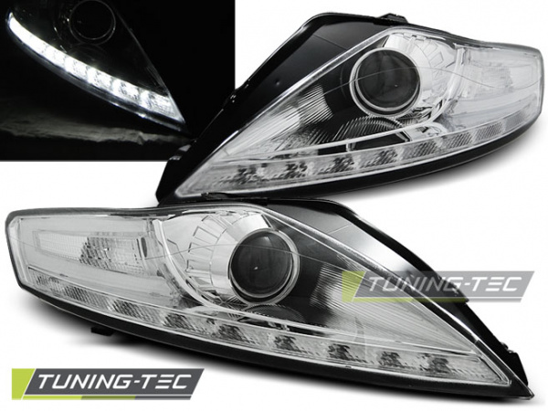 LED Tagfahrlicht Design Scheinwerfer für Ford Mondeo MK2 07-10 chrom