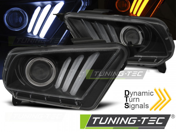 LED Tagfahrlicht Design Scheinwerfer für Ford Mustang V 10-13 schwarz mit dynamischem LED Blinker