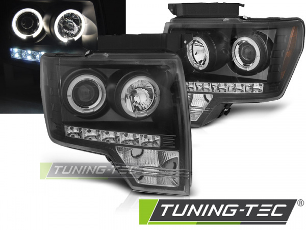 LED Angel Eyes Scheinwerfer für Ford F150 MK12 08-14 schwarz