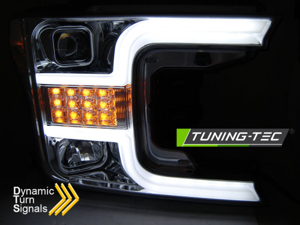 LED Tagfahrlicht Design Scheinwerfer für Ford F150 MK13 17-20 chrom mit LED Blinker