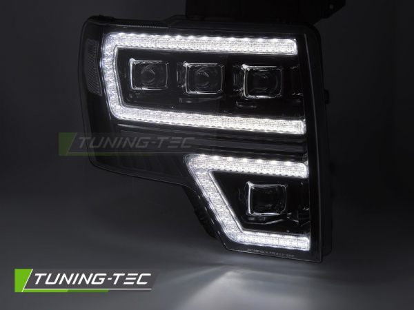 VOLL LED Tagfahrlicht Scheinwerfer Set für Ford F150 MK12 08-14 schwarz mit dyn. Blinker