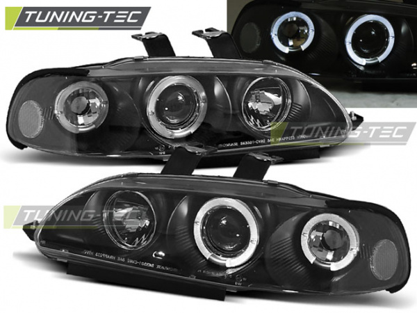 LED Angel Eyes Scheinwerfer für Honda Civic 4 Türer 91-95 schwarz