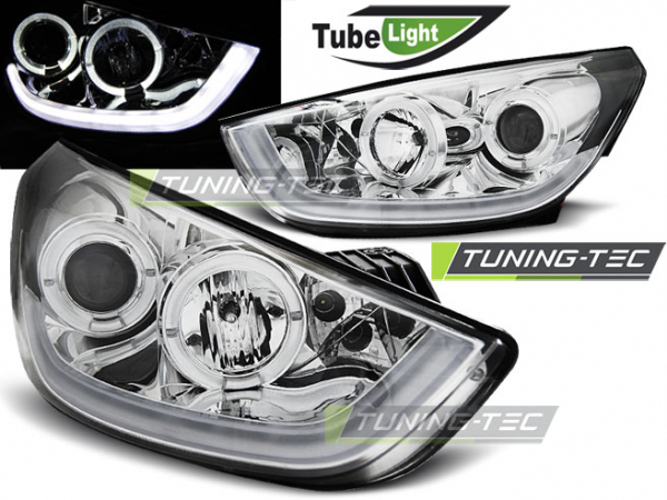 LED Tagfahrlicht Design Scheinwerfer für Hyundai Tucson / IX35 10-13 chrom