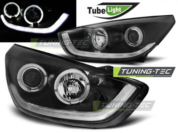 LED Tagfahrlicht Design Scheinwerfer für Hyundai Tucson / IX35 10-13 schwarz