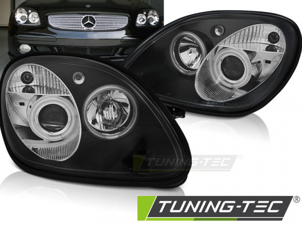 LED Angel Eyes Scheinwerfer für Mercedes Benz SLK R170 96-04 schwarz