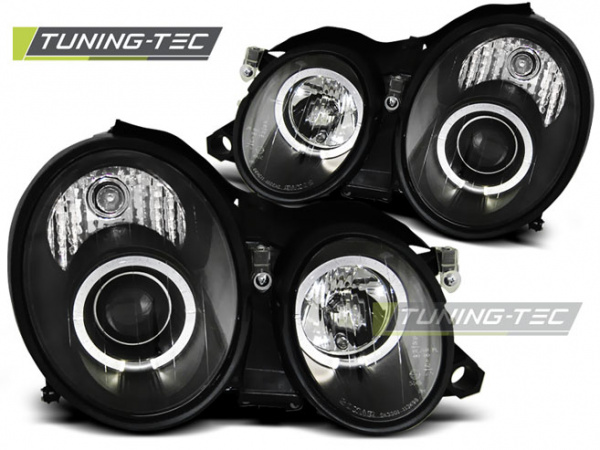 LED Angel Eyes Scheinwerfer für Mercedes Benz CLK W208 97-02 schwarz