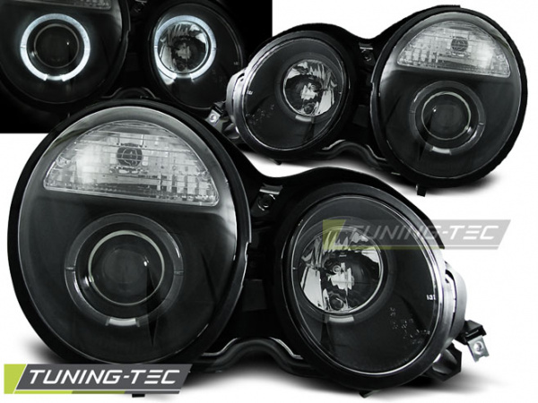 LED Angel Eyes Scheinwerfer für Mercedes Benz E-Klasse W210 95-99 schwarz