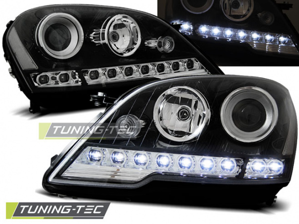 LED Tagfahrlicht Design Scheinwerfer für Mercedes Benz ML W164 Facelift 08-11 schwarz