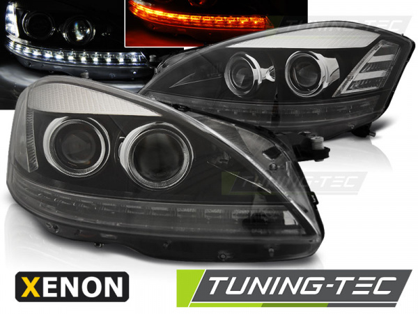 Xenon LED Tagfahrlicht Design Scheinwerfer für Mercedes Benz S-Klasse W221 05-09 schwarz