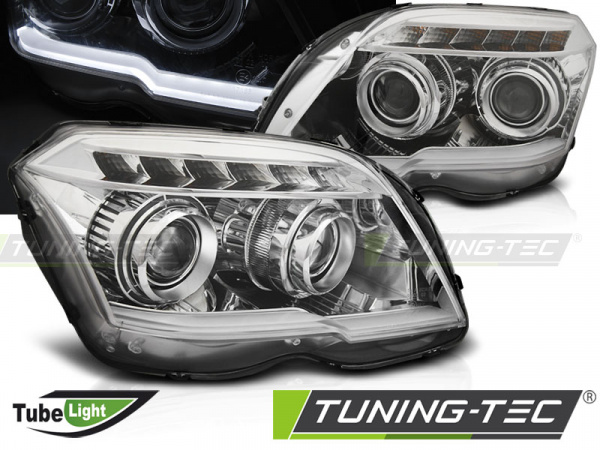 LED Tagfahrlicht Design Scheinwerfer für Mercedes Benz GLK X204 08-12 chrom