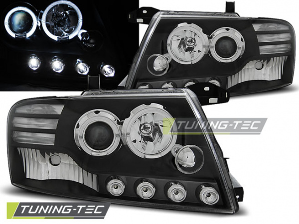 LED Angel Eyes Scheinwerfer für Mitsubishi Pajero V60 00-06 schwarz