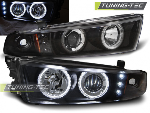 CCFL Angel Eyes Scheinwerfer für Mitsubishi Galant EA0 96-06 schwarz