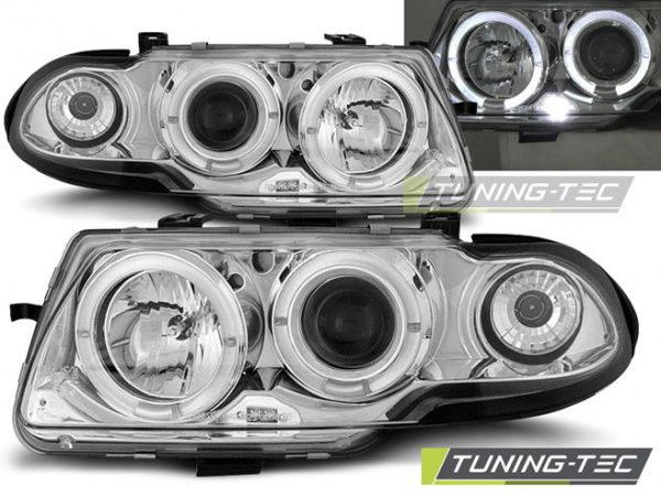 LED Angel Eyes Scheinwerfer für Opel Astra F 94-97 chrom