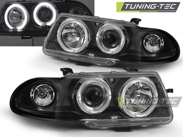 LED Angel Eyes Scheinwerfer für Opel Astra F 94-97 schwarz